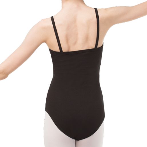 SOLO Basic drape front strap leotard cotton black