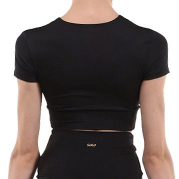 SOLO Short sleeve cropped tank top polyester black