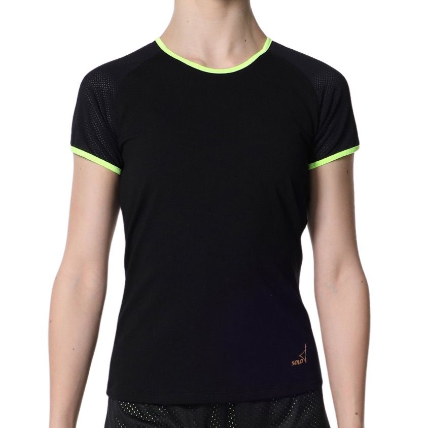SOLO Contrast binding slim fit T-shirt black lime