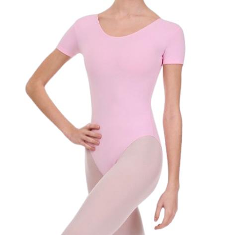 SOLO Basic short sleeve leotard cotton pink