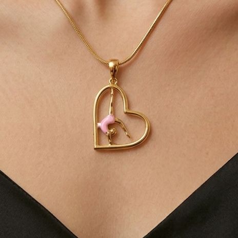 Pink Gymnast in Heart chain  (Gold)