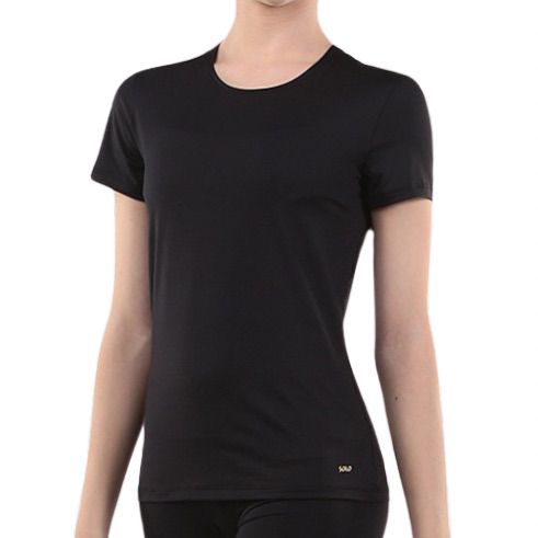 SOLO Slim fit scoop neck T-shirt polyamide black