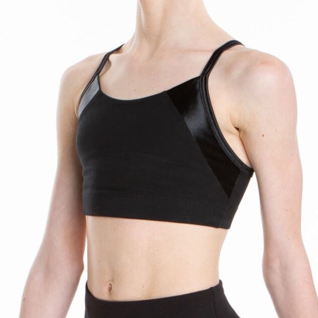 SOLO crop top with thin straps «Total Black»