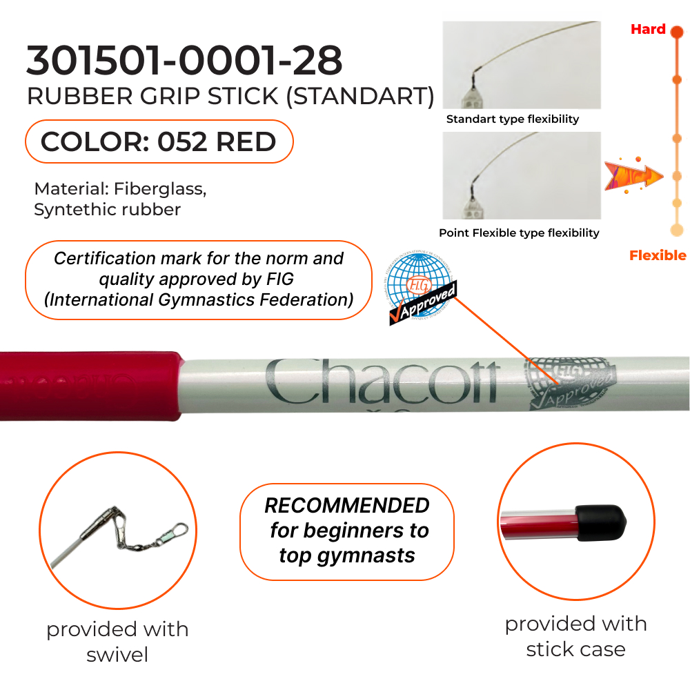 CHACOTT rubber stick Seniors 301501 0001-98 (Standard) (FIG, Fiberglass, 052, 60 cm, Red)
