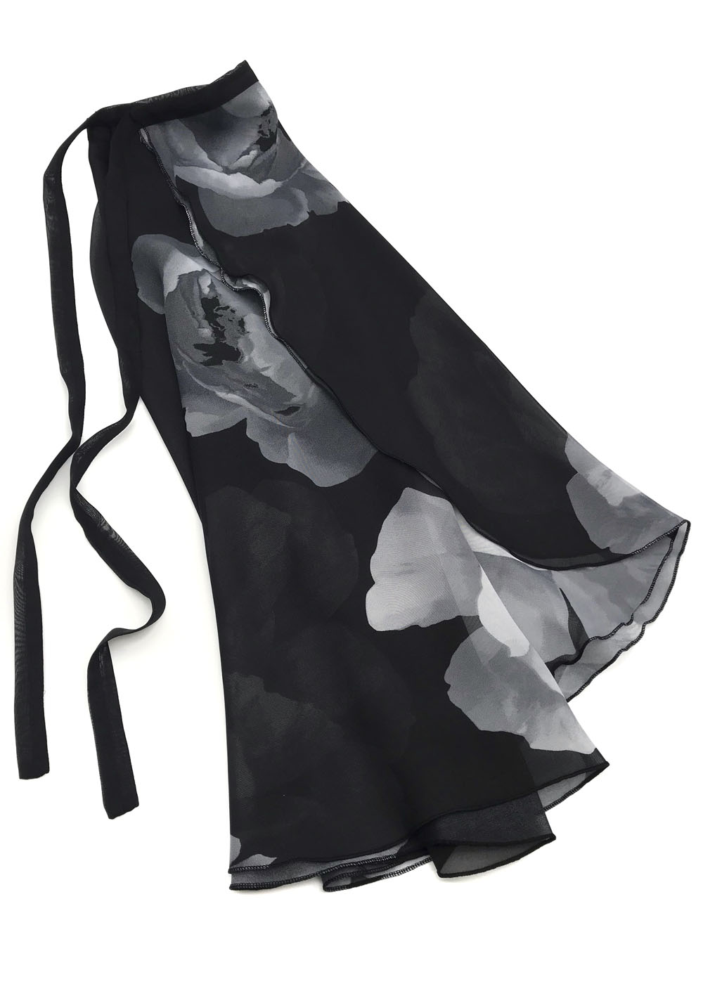 LSS13xx ORIELLA wrap chiffon ballet skirt by Grand Prix (L, Black-Grey)