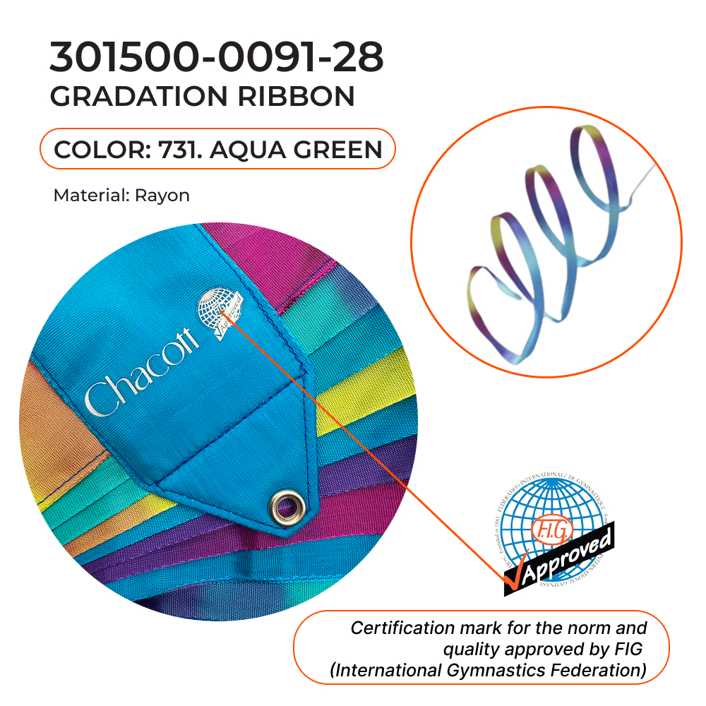 CHACOTT Gymnastic ribbon 5 m 301500 0091-98 (FIG, Viscose, 731, Gradient)