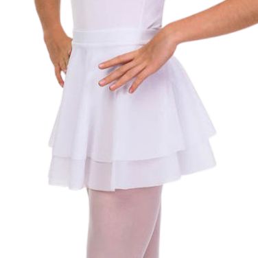 SOLO Pull-on double-layered mesh circle skirt white
