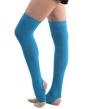 SOLO Overknee knitted legwarmers with a heel cutout turquoise