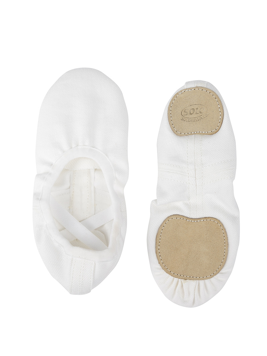 SOLO Soft split sole ballet shoes deep vamp stretch cotton white