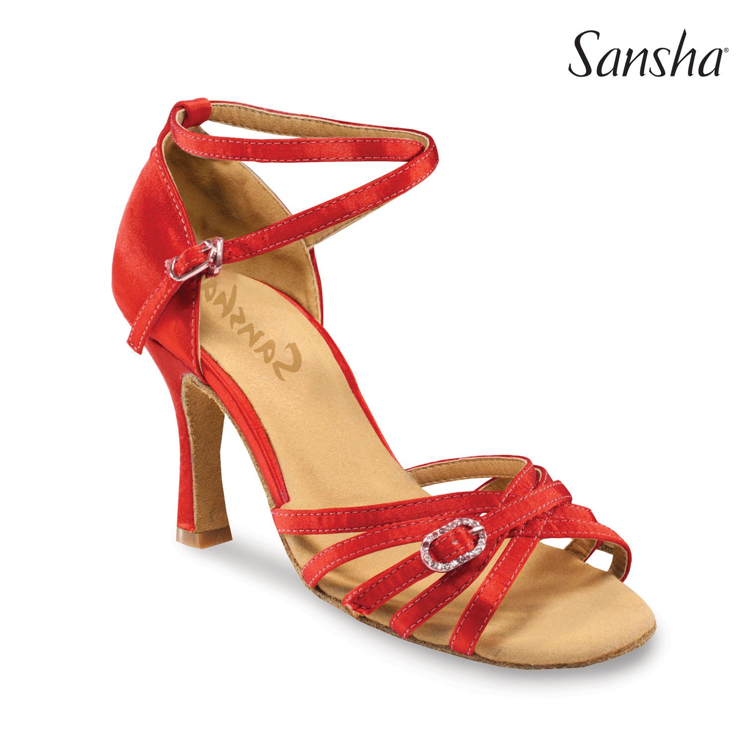 ADRIANA Ladie's Ballroom shoes BR33050S (5, Red, Satin)