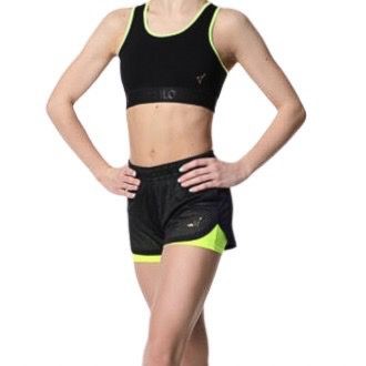 SOLO Contrasting bottom double-layered shorts lime neon