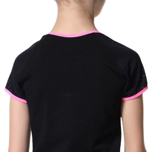 SOLO Contrast binding slim fit T-shirt black pink neon