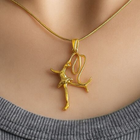 Тае Gymnast with ribbon chain (Gold)