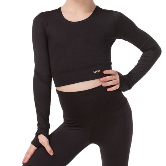 SOLO Long sleeve cropped tank top polyester black