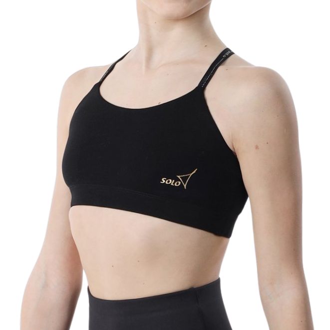 SOLO Top crossed straps cotton black