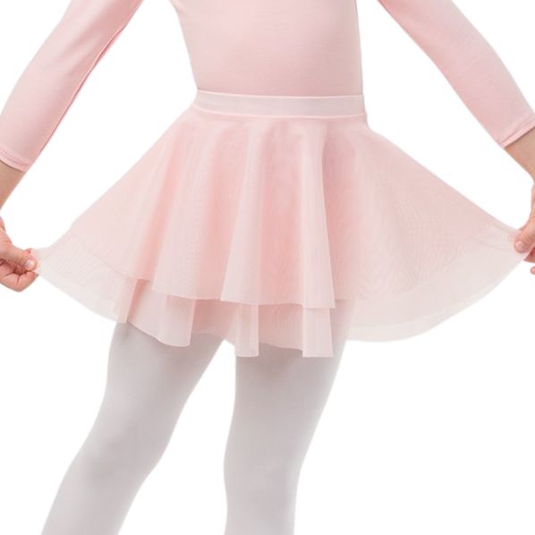 SOLO Pull-on double-layered mesh circle skirt pink