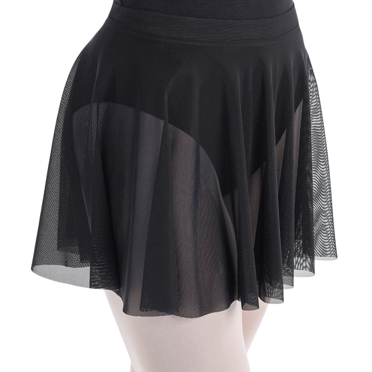 SOLO Pull-on mesh circle skirt black