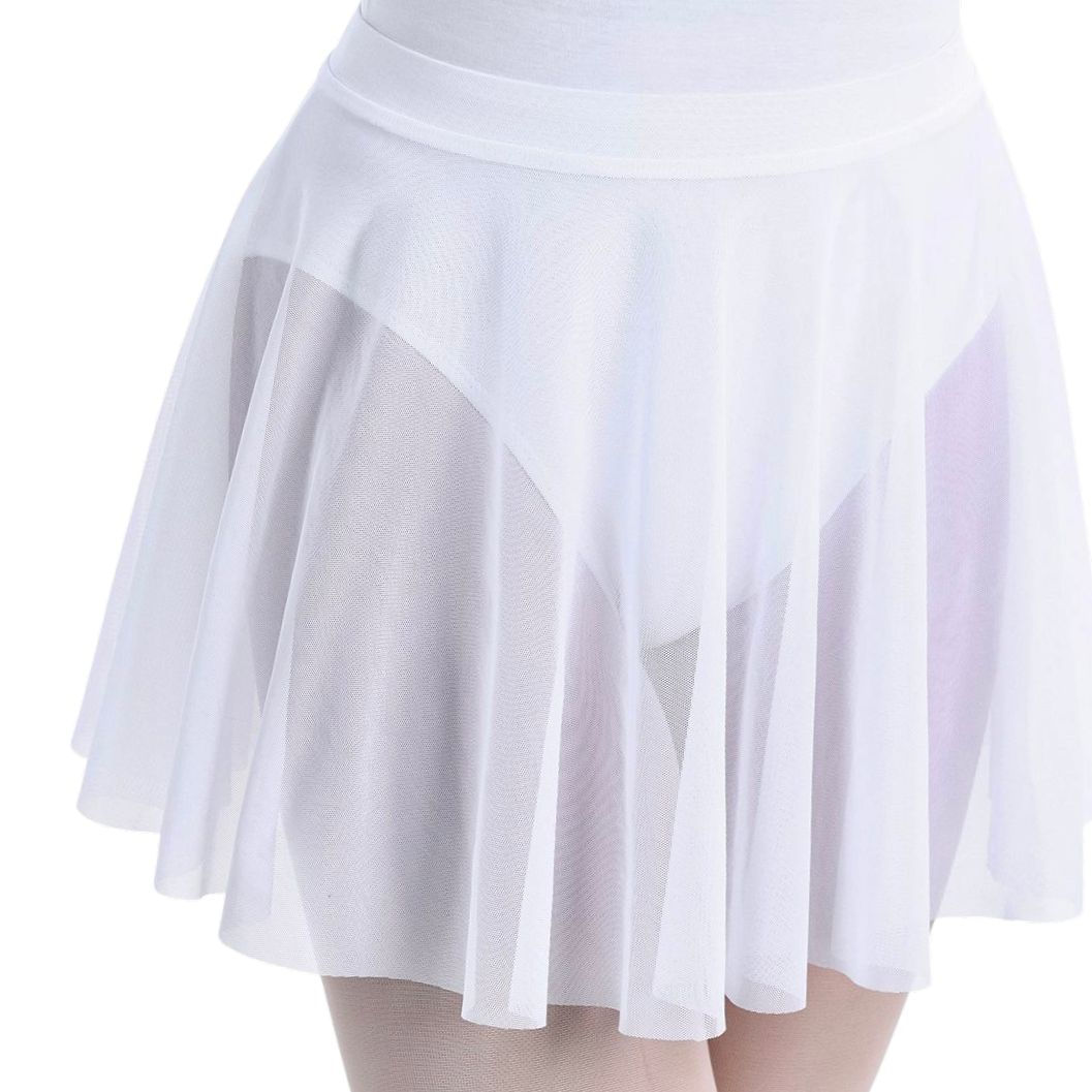 SOLO Pull-on mesh circle skirt white