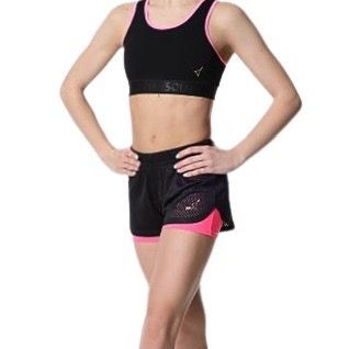 SOLO Contrasting bottom double-layered shorts pink neon