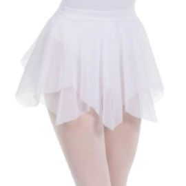 SOLO Pull-on double-layered asymmetrical mesh circle skirt white