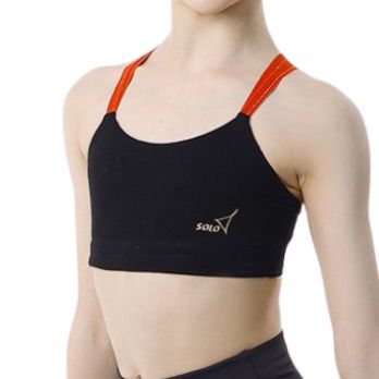 SOLO Top crossed straps cotton black red
