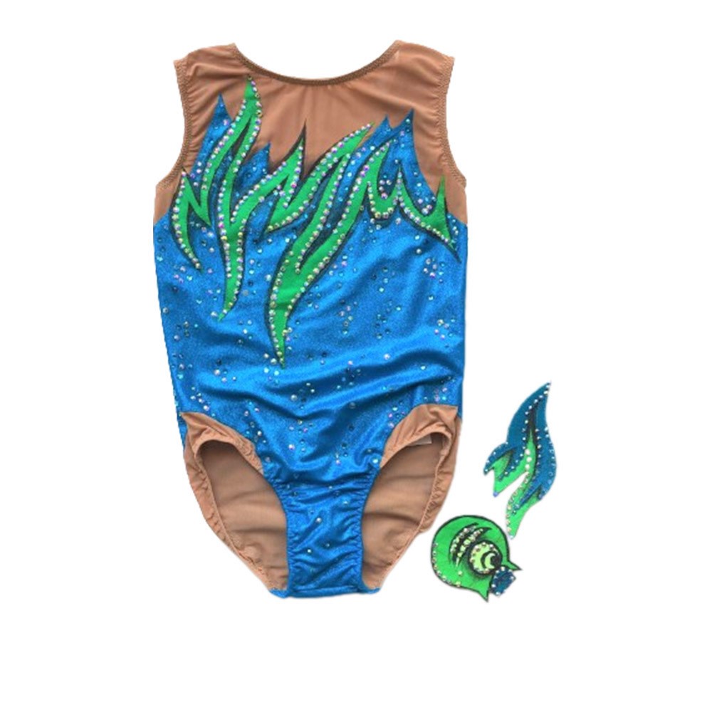 Leotard for competition Dina (7-9, Blue)