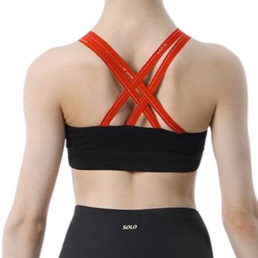 SOLO Top crossed straps cotton black red