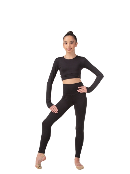 SOLO Long sleeve cropped tank top, polyester, Black