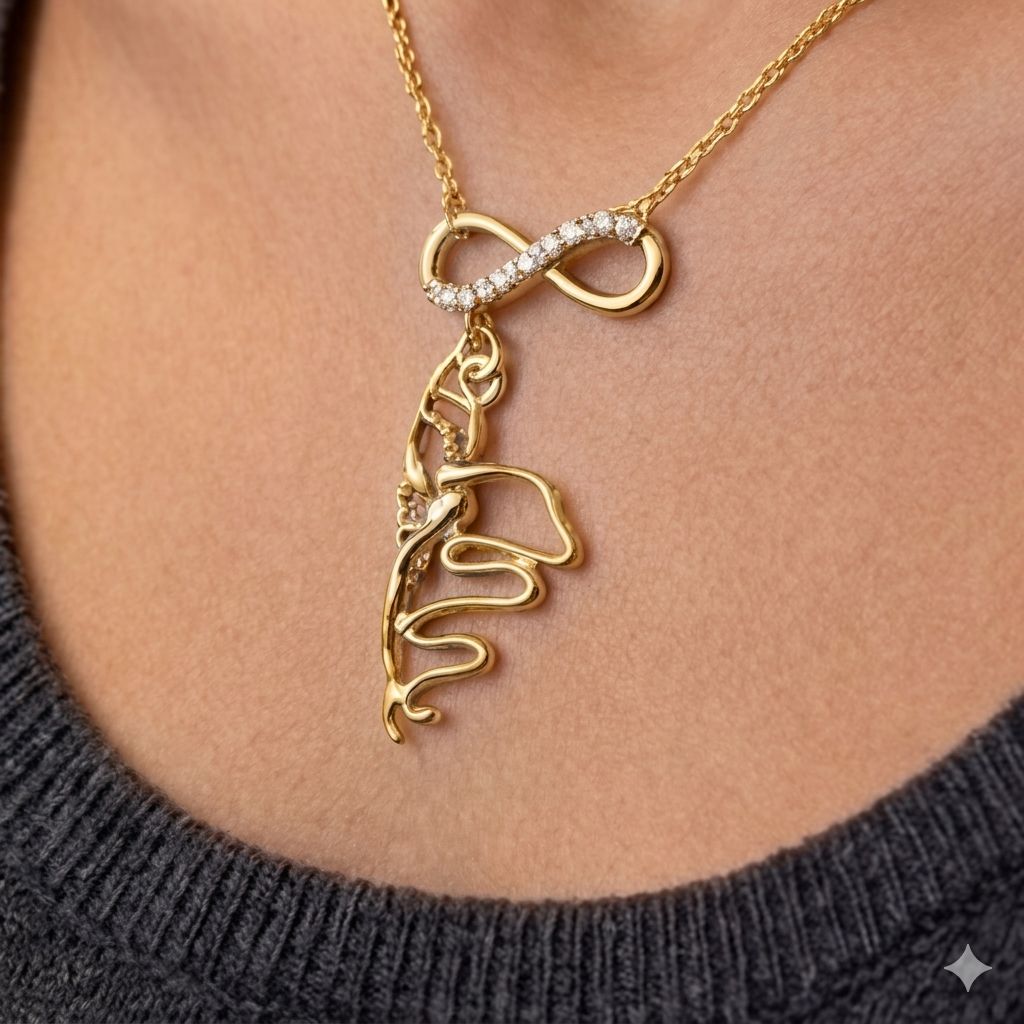 Gymnast with ribbon chain TAE050523 (Gold)