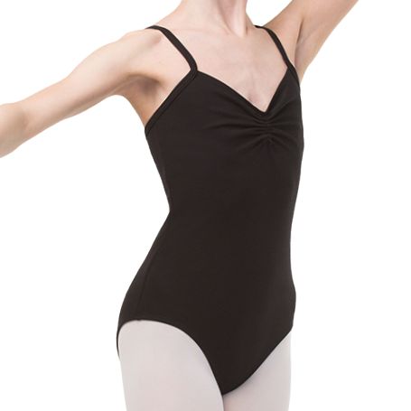 SOLO Basic drape front strap leotard cotton black