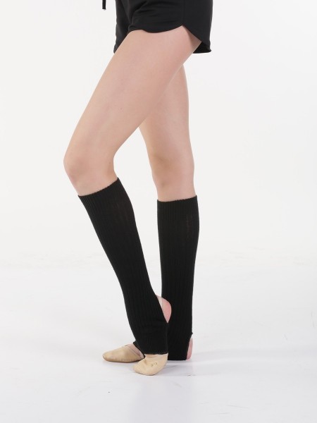 Knitted over-the-knee leg warmers with cut-out heel, Black