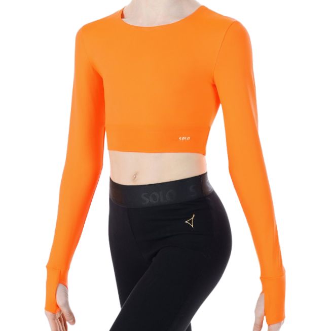SOLO Long sleeve cropped top orange neon
