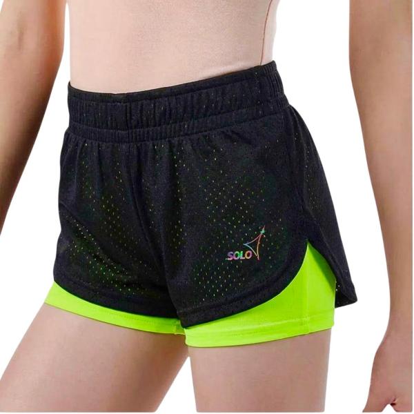 SOLO Contrasting bottom double-layered shorts green neon