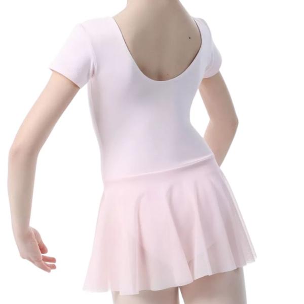 SOLO Short sleeve leotard with mesh skirt cotton pink marshmallow