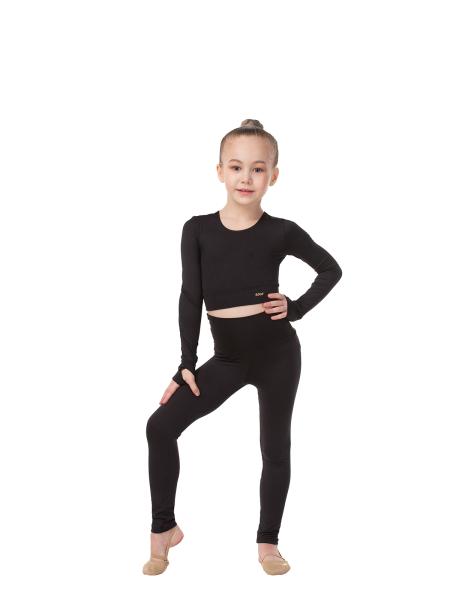 Long sleeve cropped tank top, polyester, Black