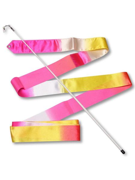 Indigo Stick with ribbon 6 m АВ-236-16 (56 cm White-yellow-pink)