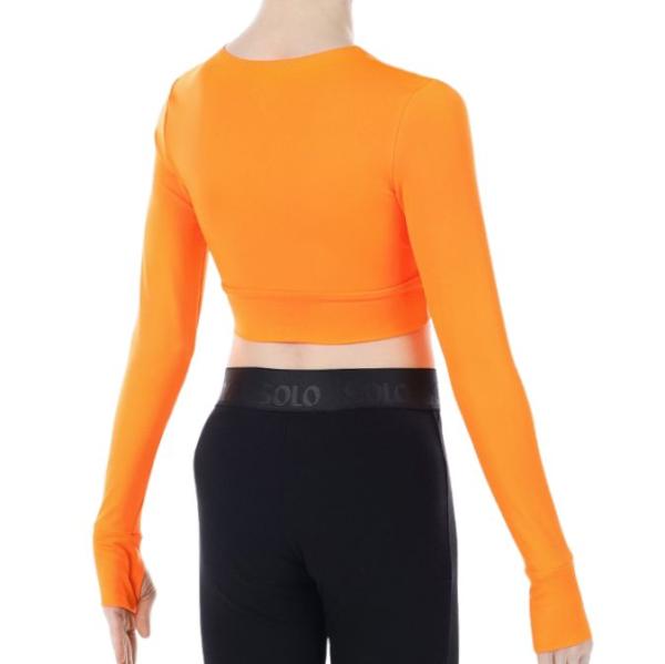 SOLO Long sleeve cropped top orange neon