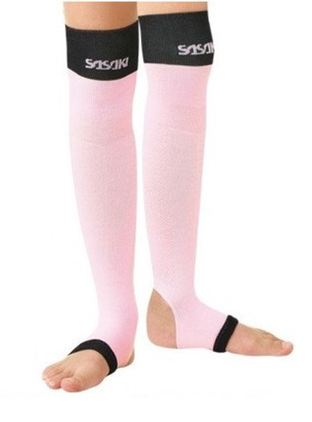 Sasaki Overknee compression warmers T-140 (50 cm, Pink-black, Nylon, Kids)