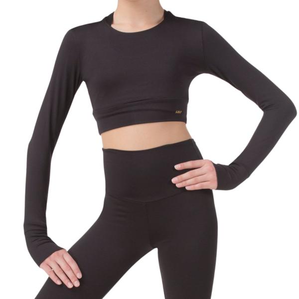 SOLO Crop top long sleeve black
