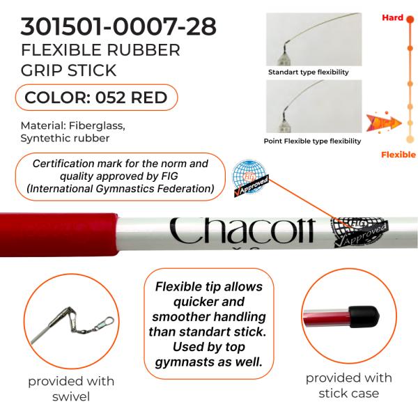 CHACOTT rubber stick Seniors 301501 0007-98 (Point flexible) (FIG, Fiberglass, 052, 60 см, Red)