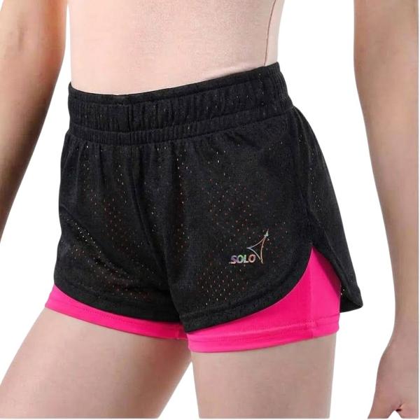 SOLO Contrasting bottom double-layered shorts pink neon