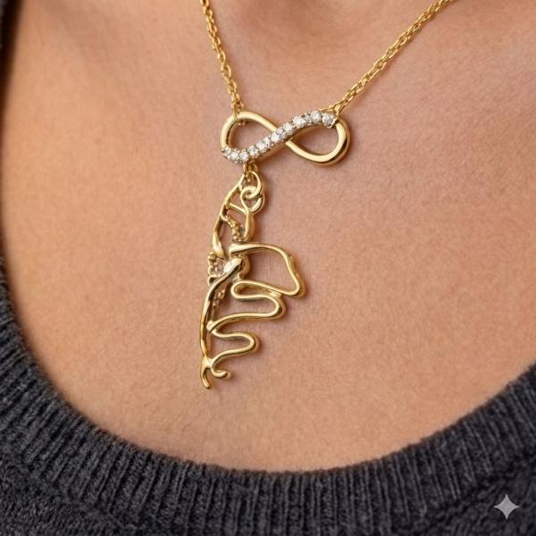 Gymnast with ribbon chain TAE050523 (Gold)