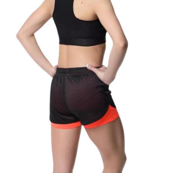 SOLO Contrasting bottom double-layered shorts orange neon