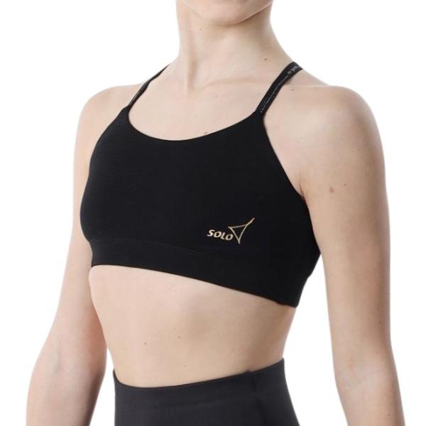 SOLO Top crossed straps cotton black