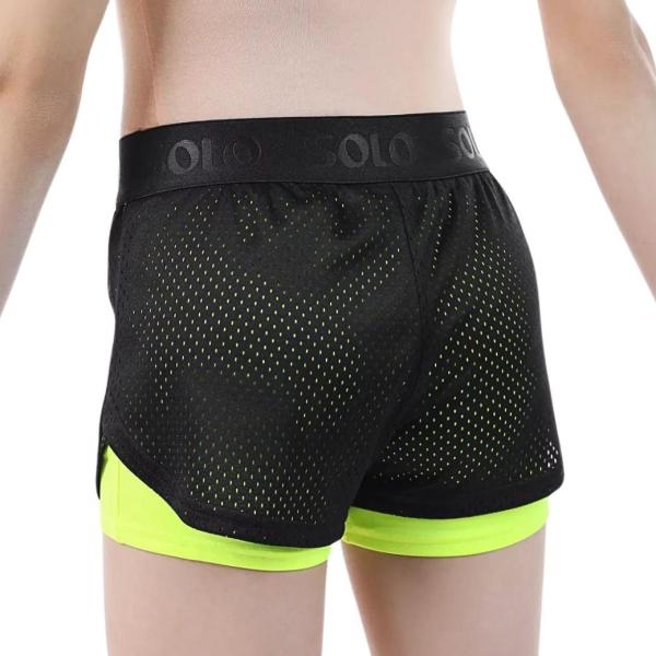SOLO Double-layered shorts RG770-13 black lime neon