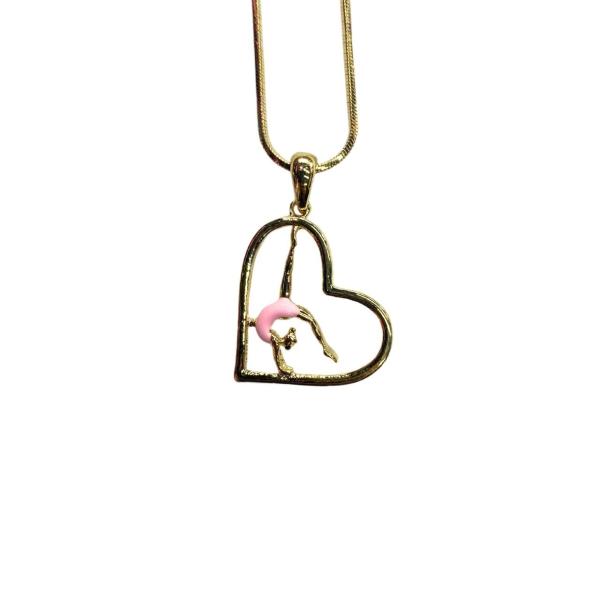 Pink Gymnast in Heart chain  (Gold)