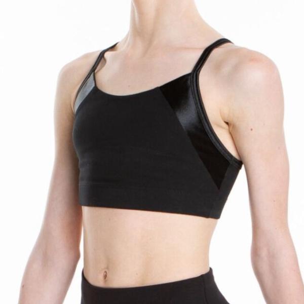 SOLO crop top with thin straps «Total Black»
