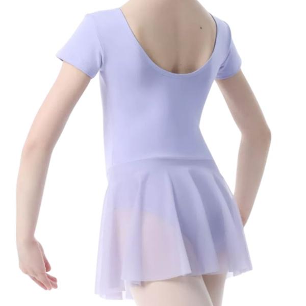 SOLO Short sleeve leotard with mesh skirt cotton Lilac