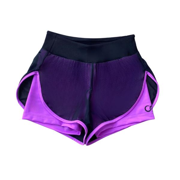 WE2 Carvico Rome Double layer shorts SH-25 (40, Black-Violet, Cotton)