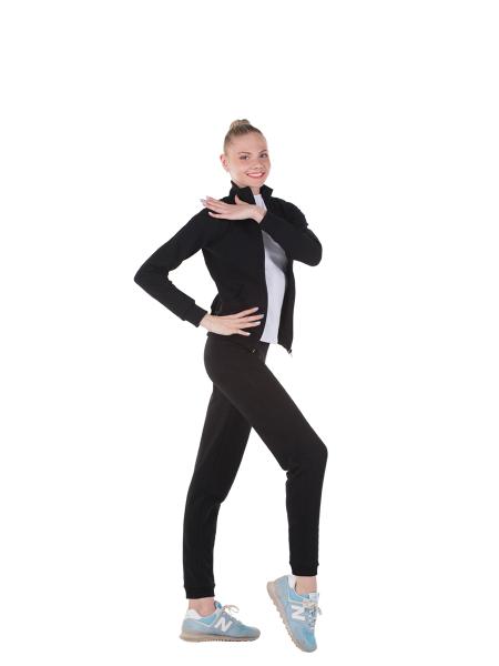 Zip sports jacket with stand-up collar, Black